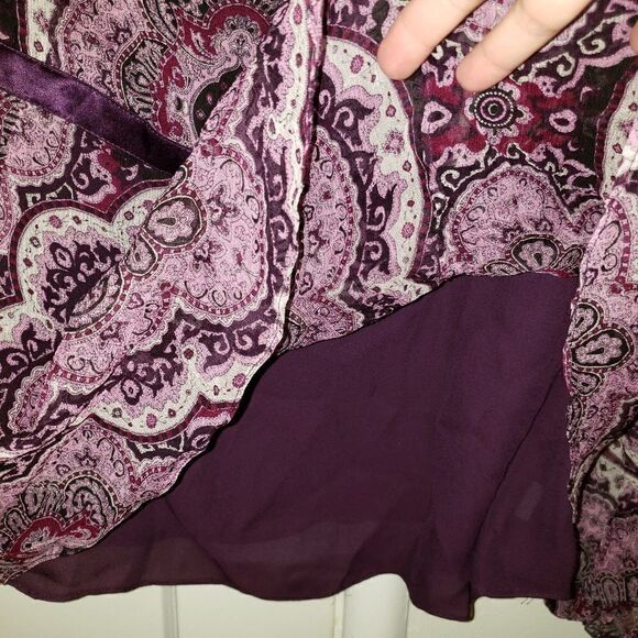Charter Club Purple Patterned blouse sheer… - Picture 7 of 8